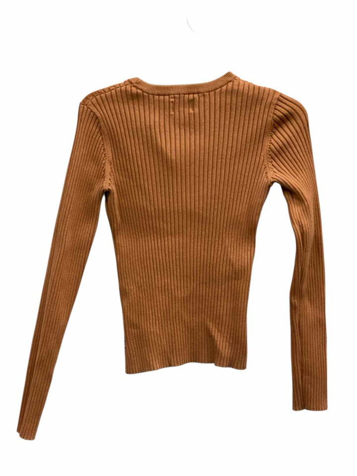 Rhythm Size L Orange Ribbed Stretch Long Sleeve Shirts