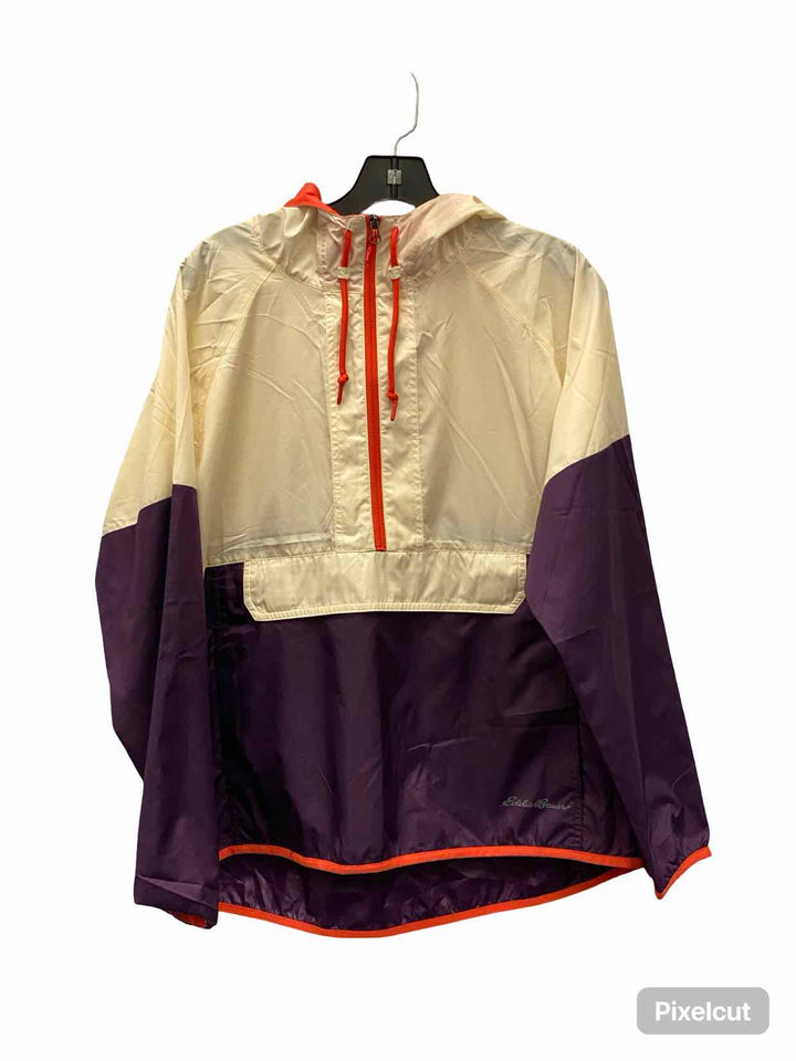 Eddie Bauer Size XL Cream Purple Windbreaker Jacket (Outdoor)