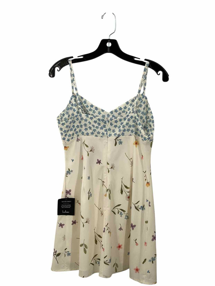 Lulus Size M White Blue Floral Dress