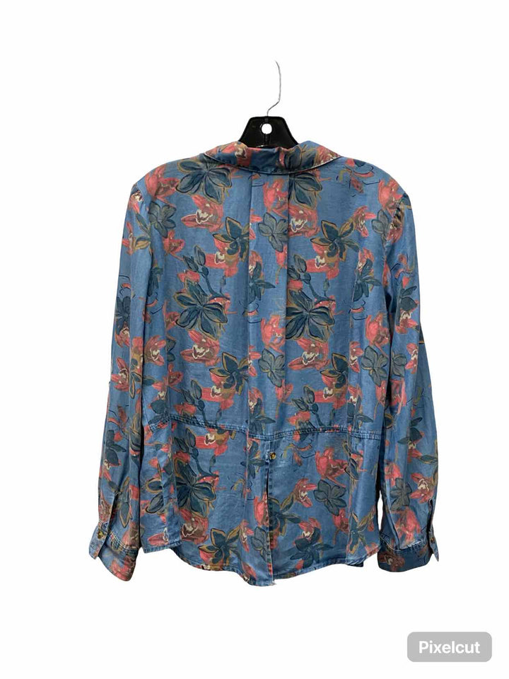 Caffe Marrakesh Size S Blue Pink Floral Long Sleeve Shirts