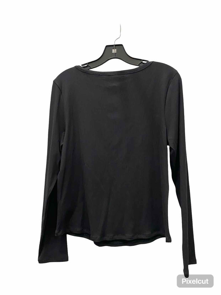 Athleta Size L Black Ribbed Athletic Long Sleeve