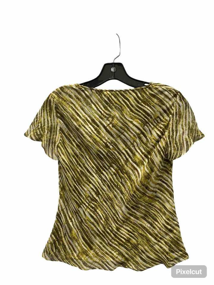 Jones New York Size 6 Yellow Print Short Sleeve Shirts