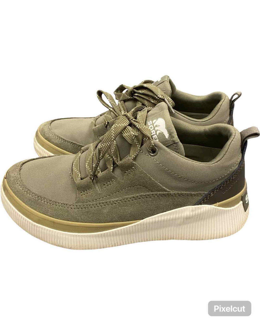 Sorel Shoe Size 8 Green Suede Out N About IV Low Sneakers