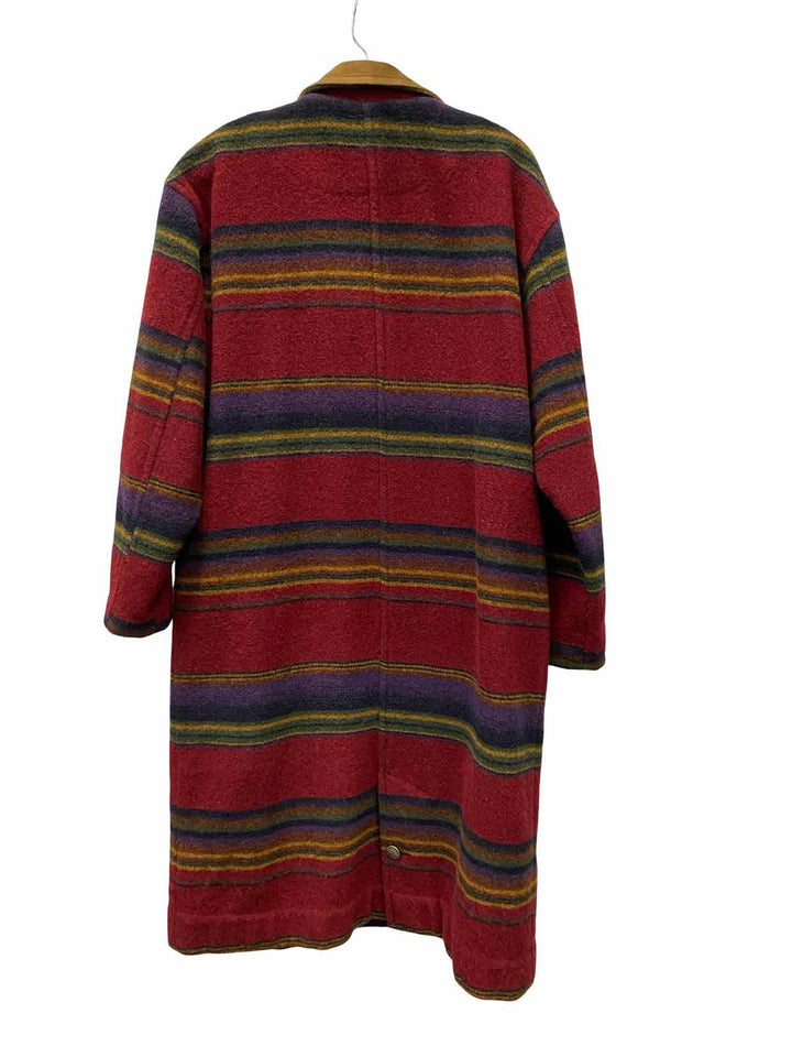Woolrich Size L Red Blue 100% Wool Coat(Long)