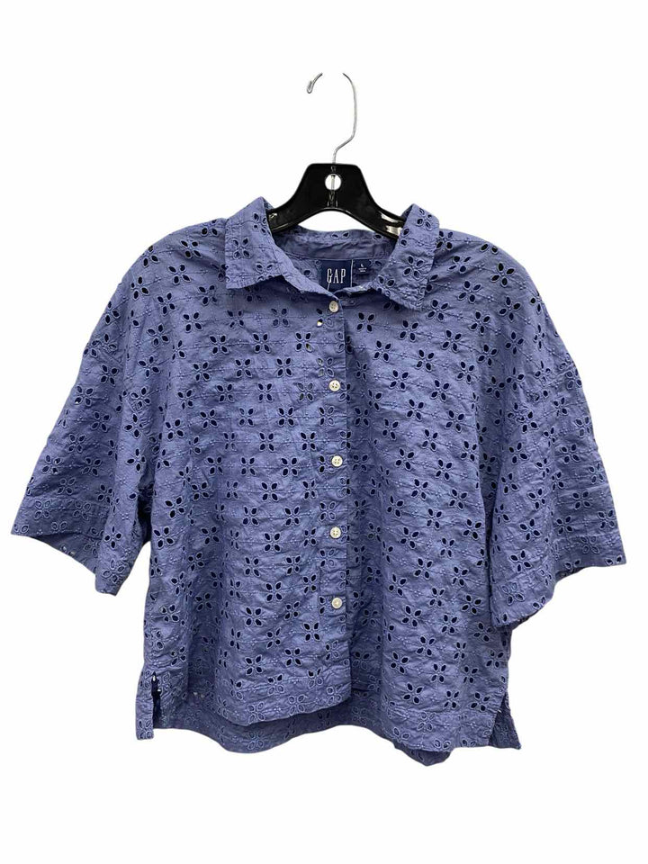 Gap Size L Blue Print Short Sleeve Shirts