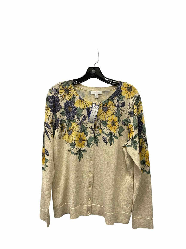 Charter Club Size XL Beige Yellow Floral Sweater