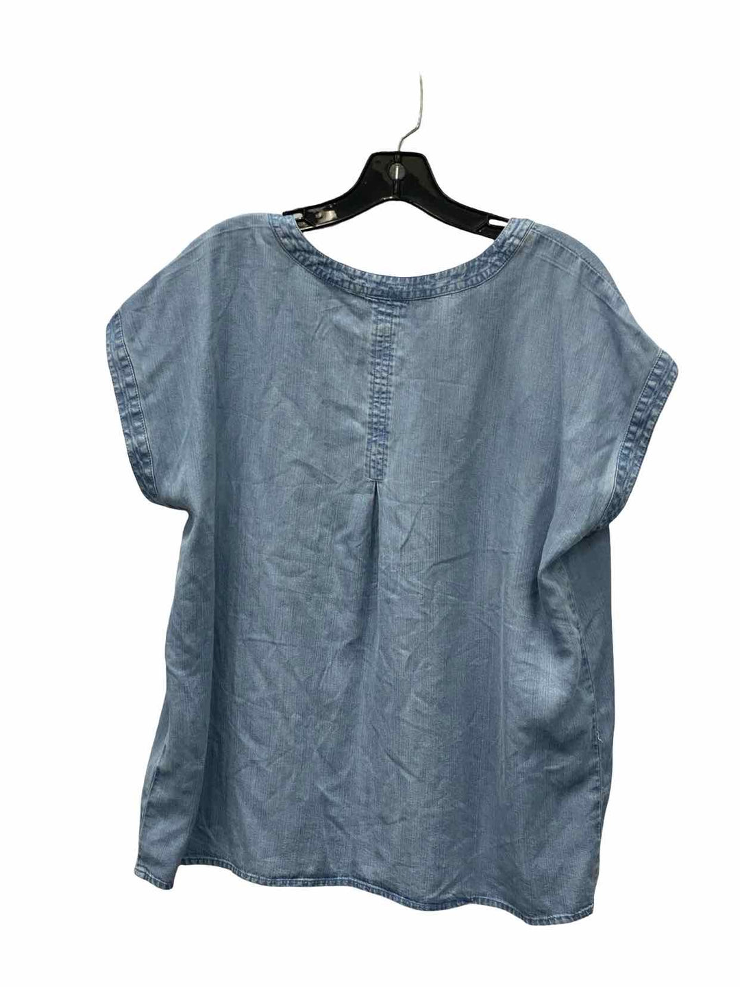 J Jill Size L Blue Short Sleeve Shirts