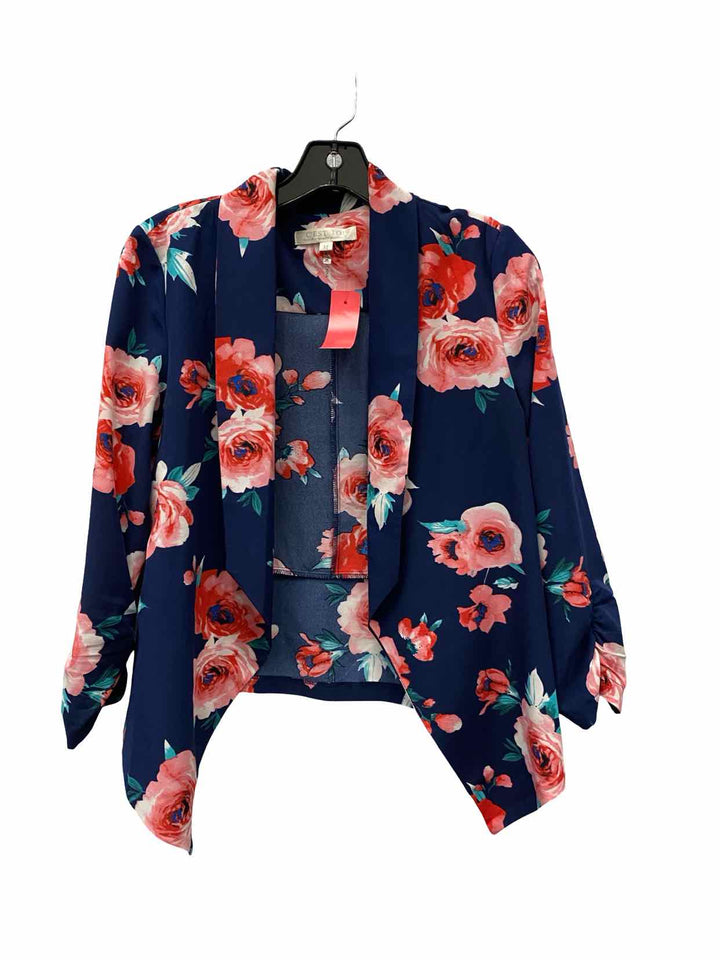 C'EST TOI Size M Navy Blue Floral Blazer