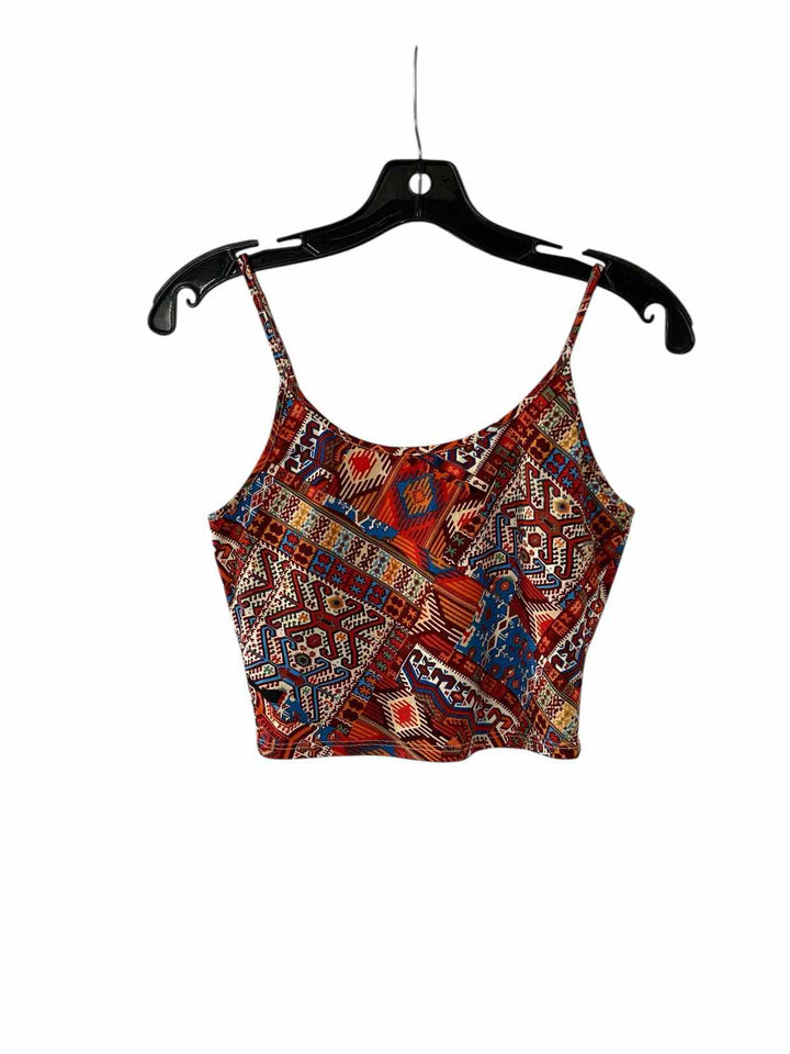 Bear Dance Size S Orange Print Tank Top