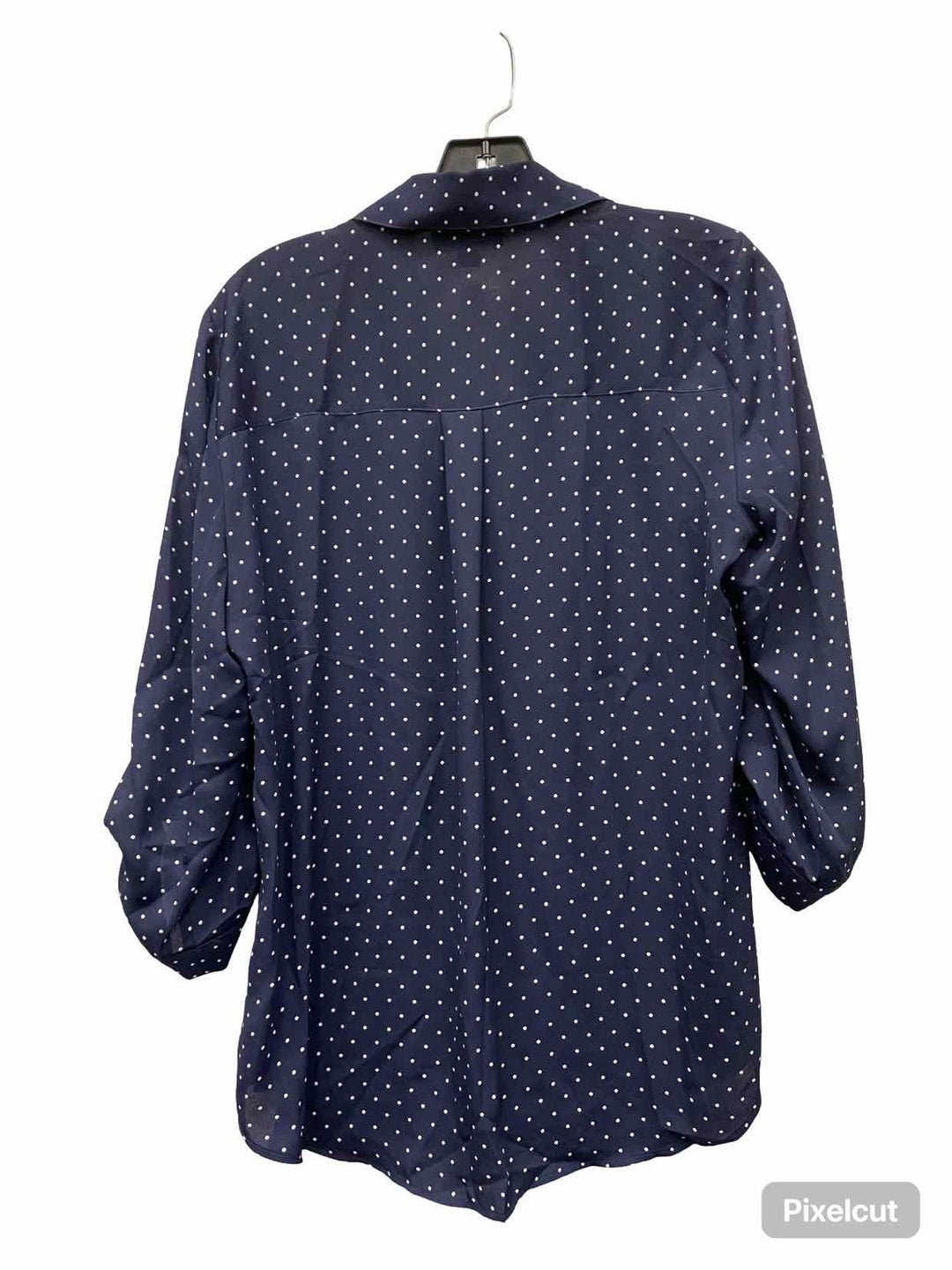 Fortune + Ivy Size L Navy Blue White Polka Dot Long Sleeve Shirts