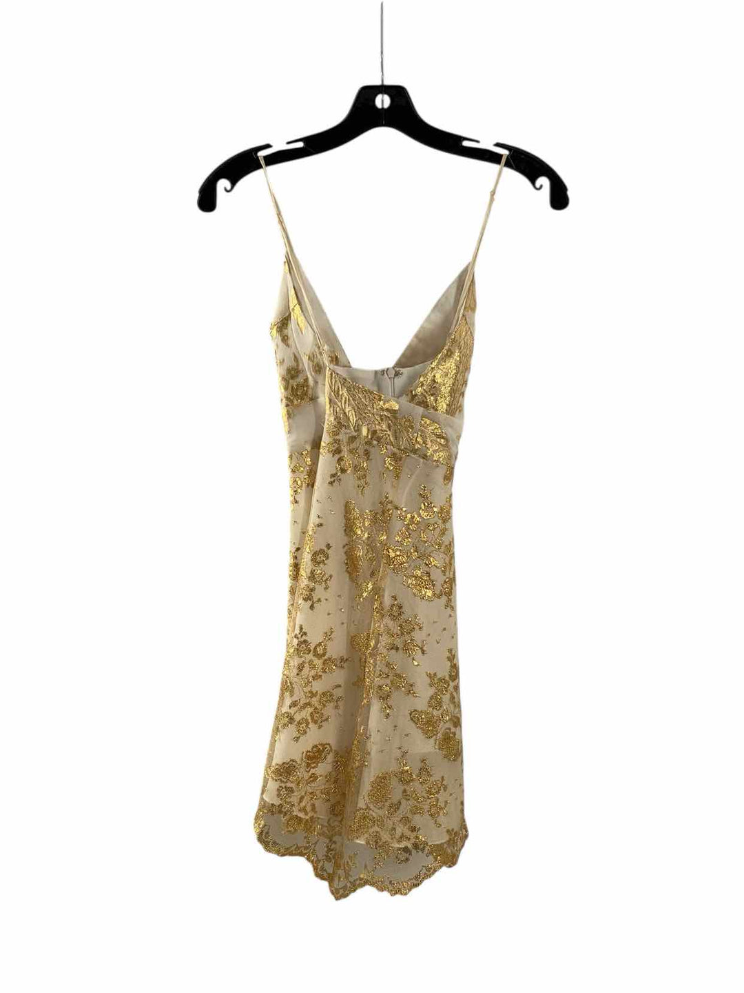 Cache Size 8 Gold Lace Dress