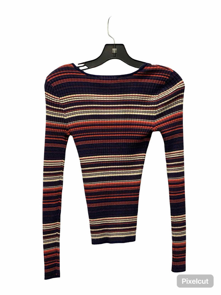 Cloud Chaser Size S Navy Orange Striped Long Sleeve Shirts