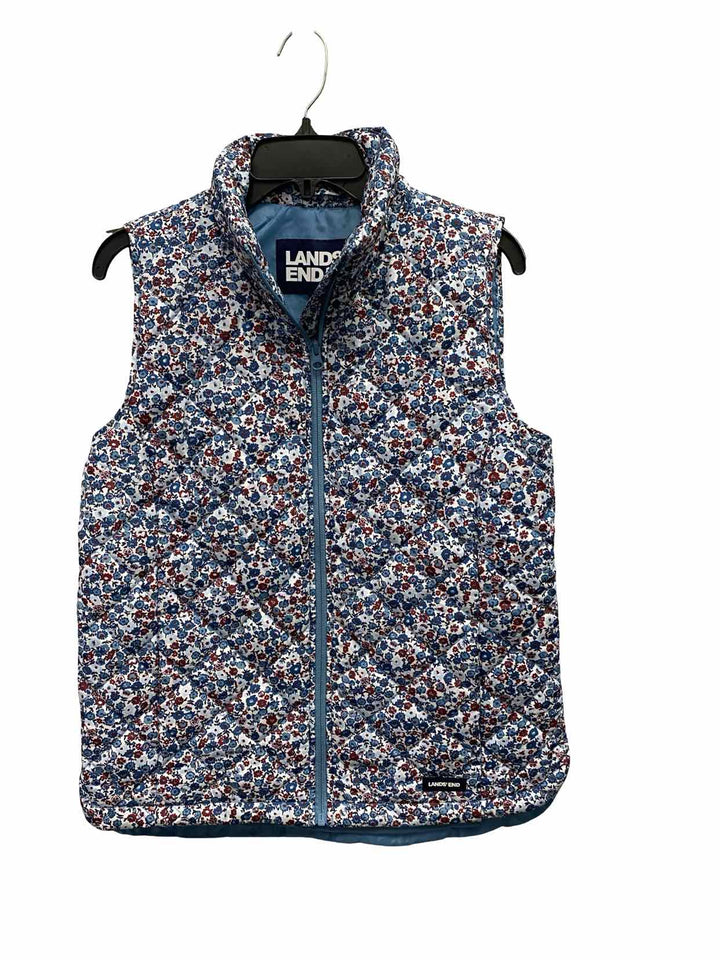 Lands End Size XS Blue White Floral Vest (Outdoor)