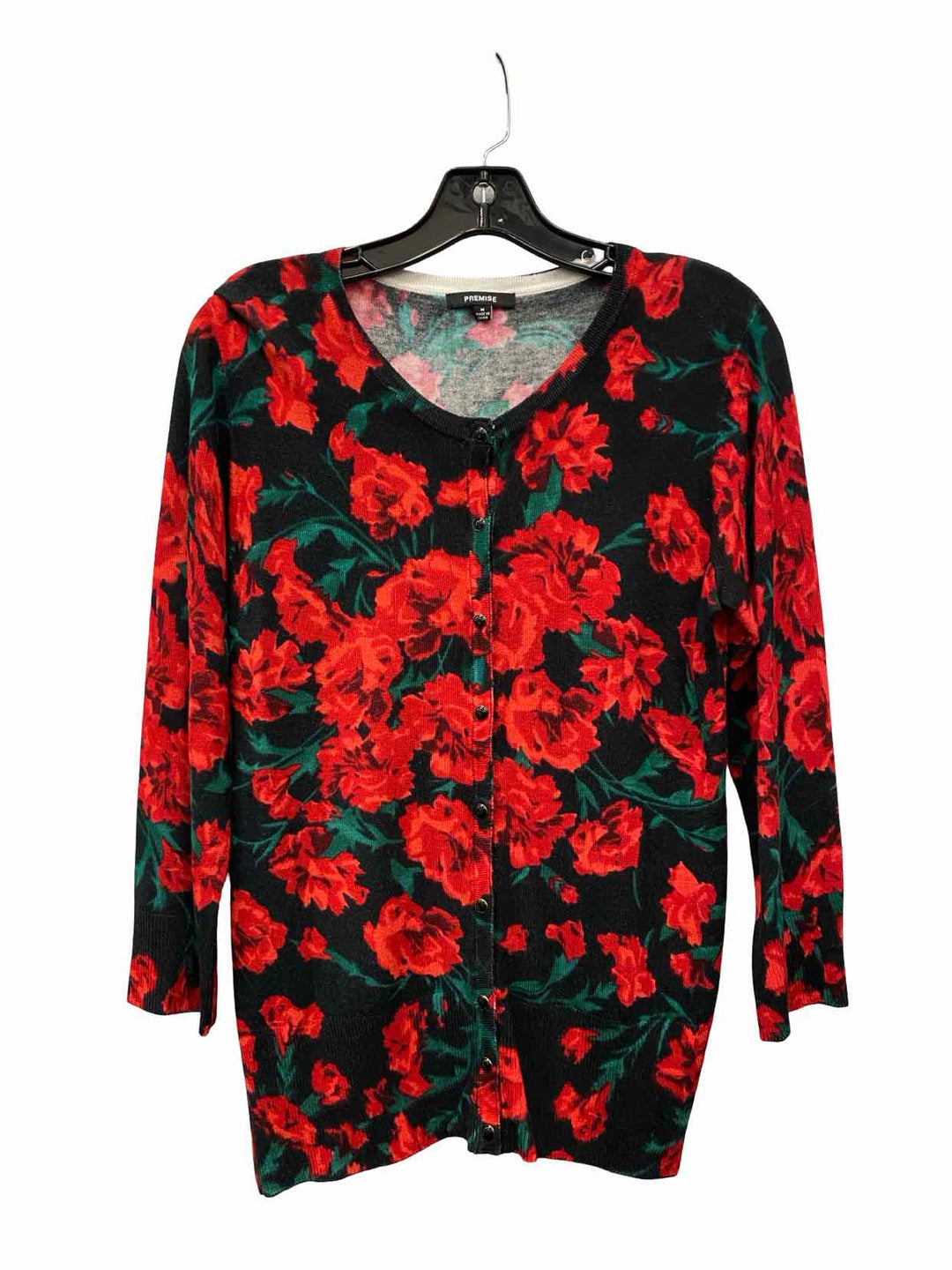 Premise Studio Size M Black Red Floral Sweater