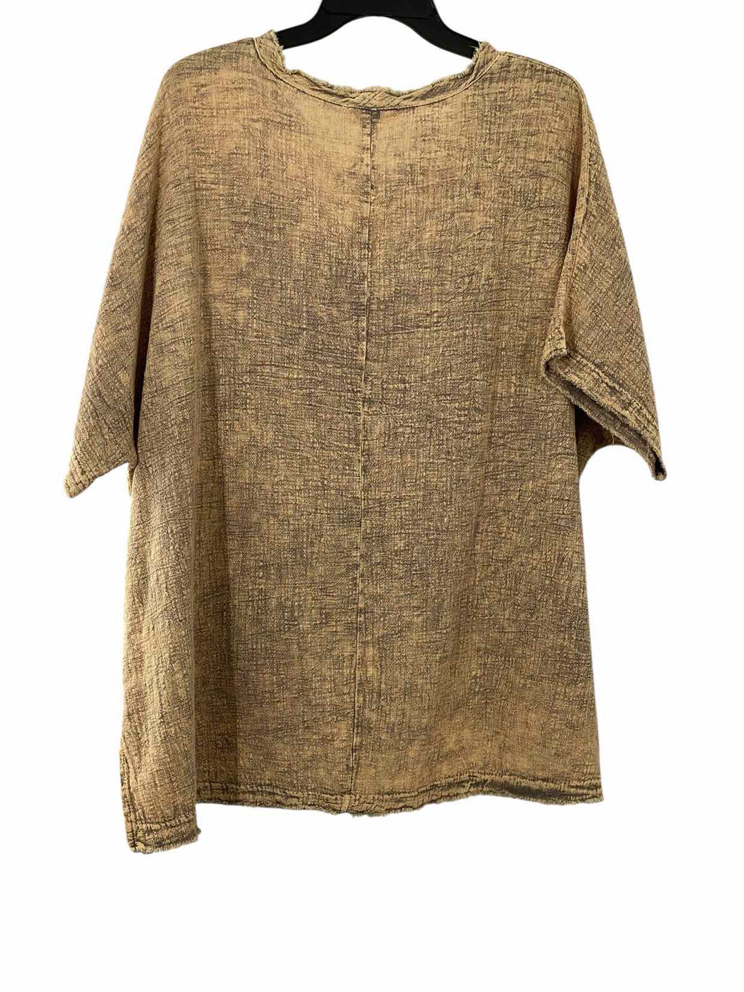 Jess and Jane Size 1X Light Brown Chinese 100% cotton denim Short Sleeve Shirts