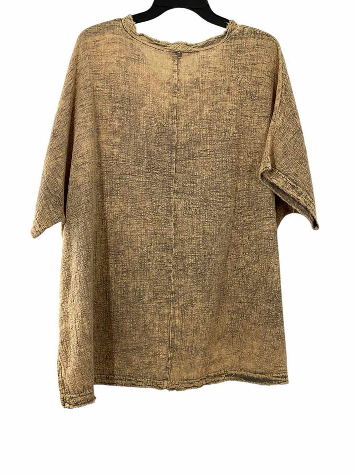 Jess and Jane Size 1X Light Brown Chinese 100% cotton denim Short Sleeve Shirts