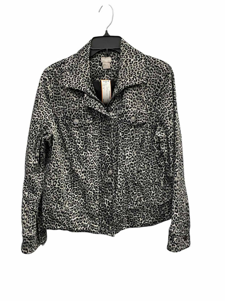 Chico's Size M Black White Cheetah Jacket