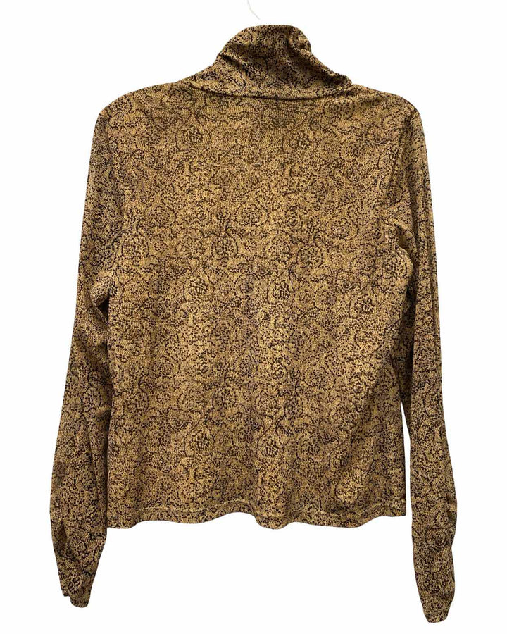 JH Collectables Size L Brown Black Turtle Neck Long Sleeve Shirts