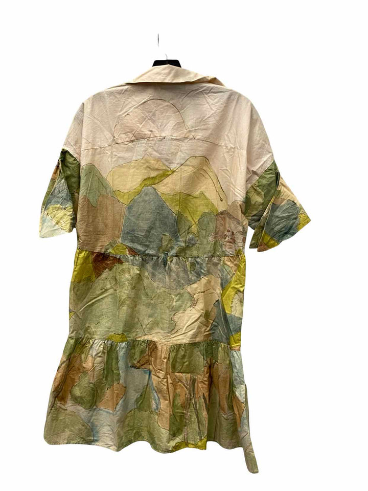 ZARA Size M Brown Multi 100% cotton NWT Dress