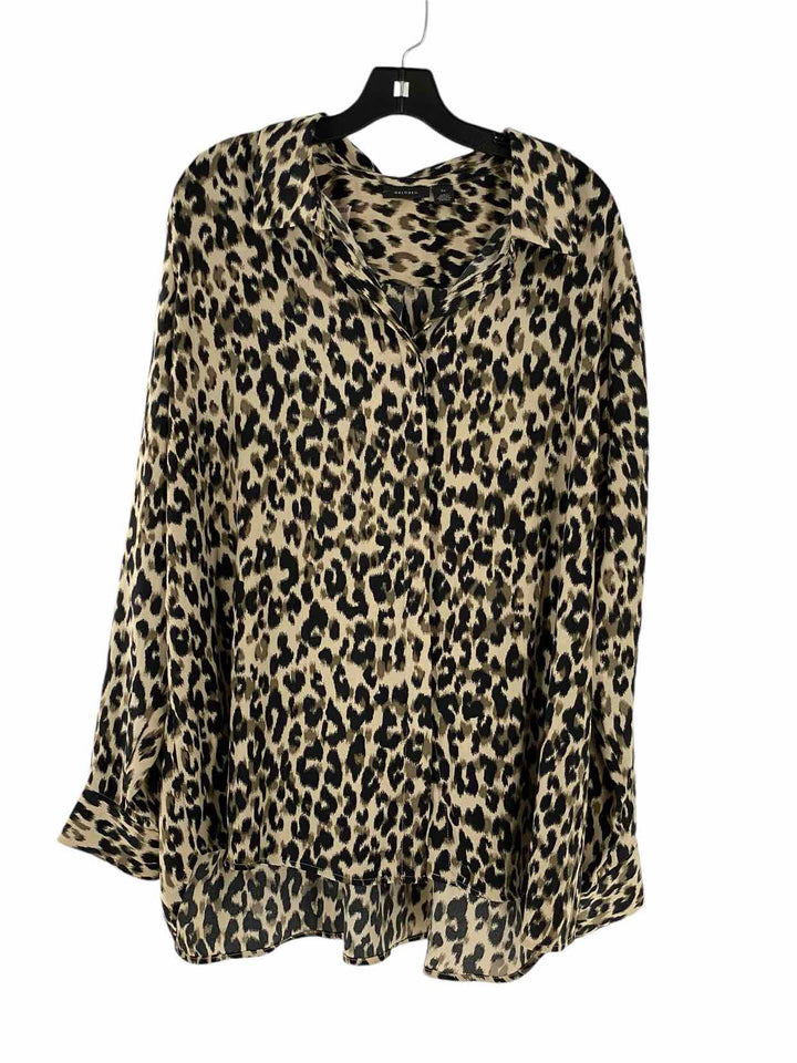 Halogen Size 3X Beige Black Cheetah Long Sleeve Shirts