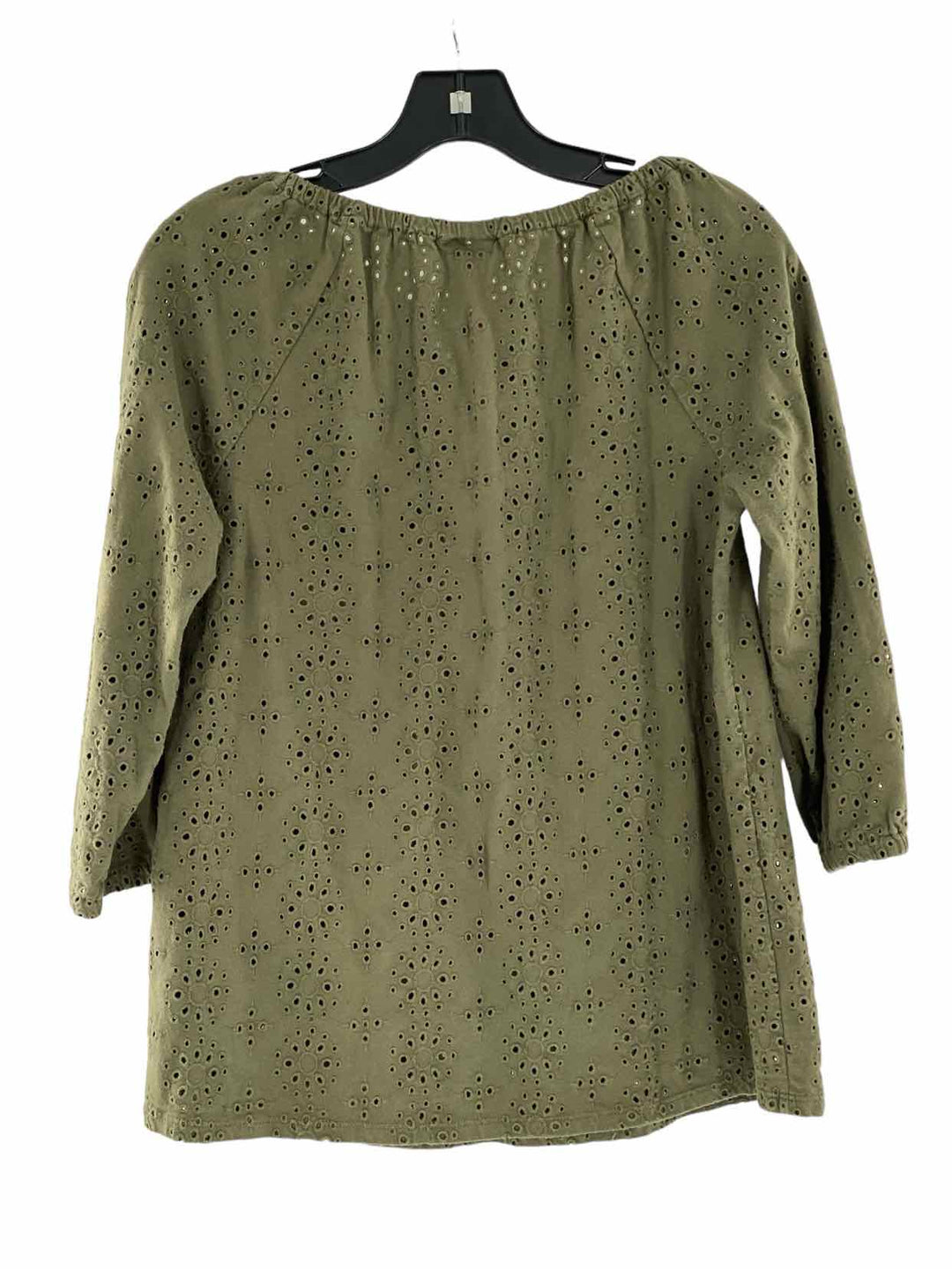 J. Jill Size S Army Green Eyelet Long Sleeve Shirts