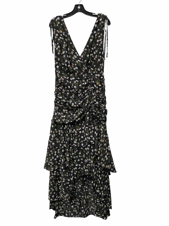 Franco Size L Black Green Floral Dress