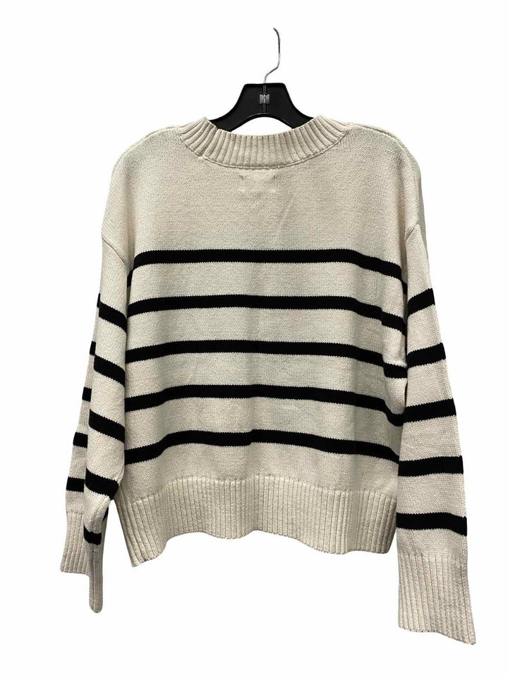 Lou & Gray Size M White Black Striped Sweater