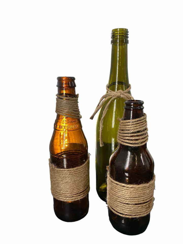 Glass Bottle Set of 3 Home Decor