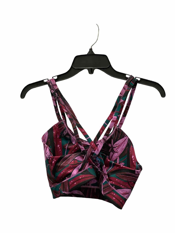 Janji Size M Purple Green Floral Athletic Bra