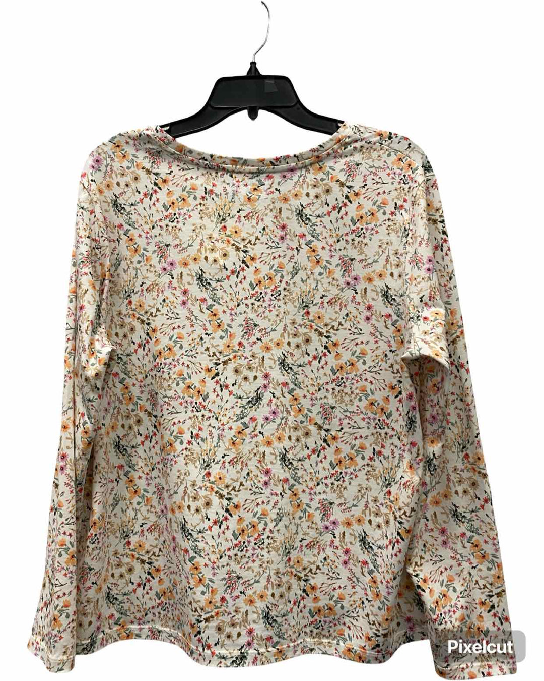 Lands End Size XL White Multi Flowers 100% cotton Long Sleeve Shirts