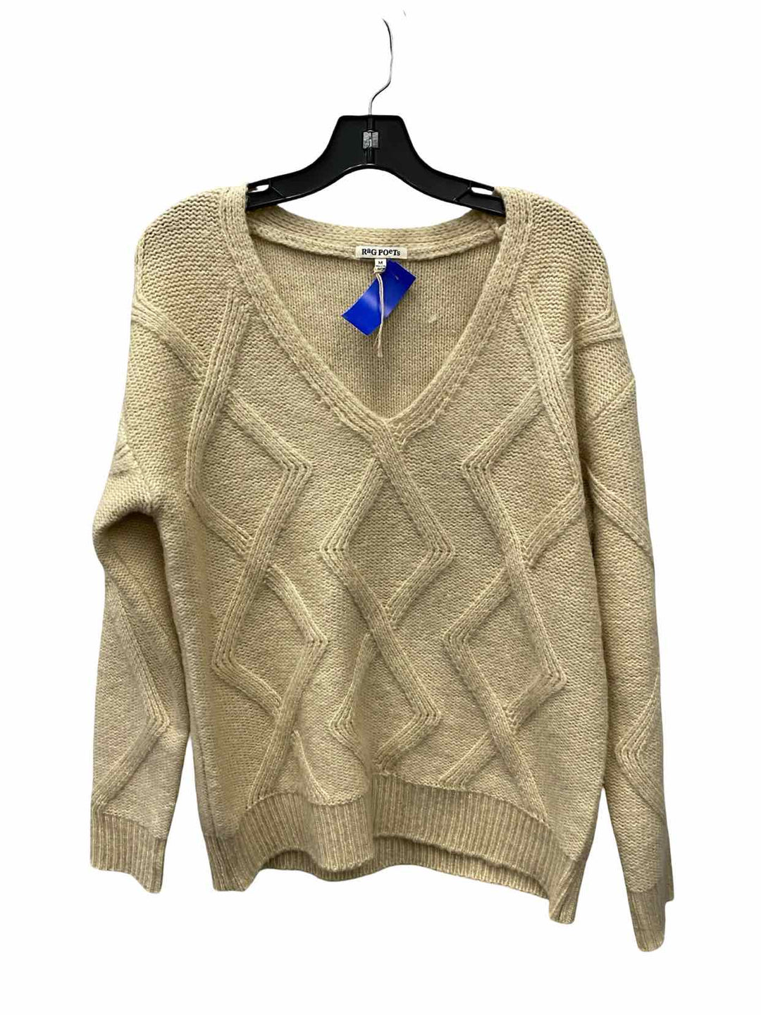 Rag Poets Size M Beige Knit Sweater