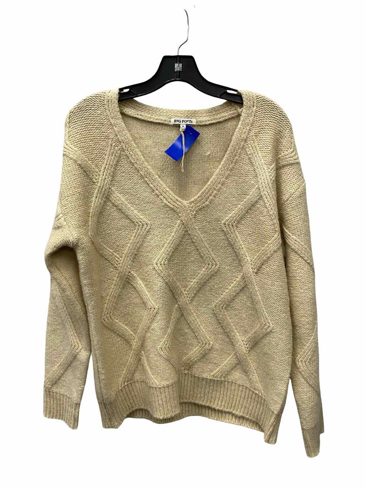 Rag Poets Size M Beige Knit Sweater