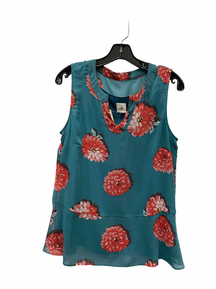 Cabi Size M Teal Floral Tank Top