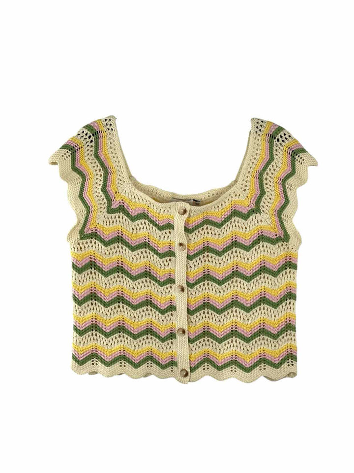 LUSH Size L Yellow Multi Print Tank Top