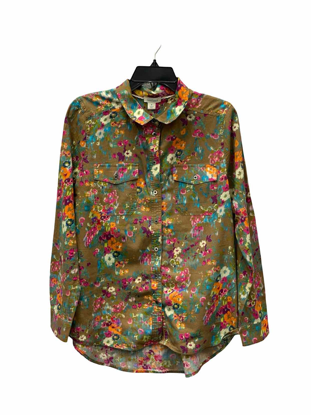 Sundance Size M Brown Floral 100% cotton Long Sleeve Shirts