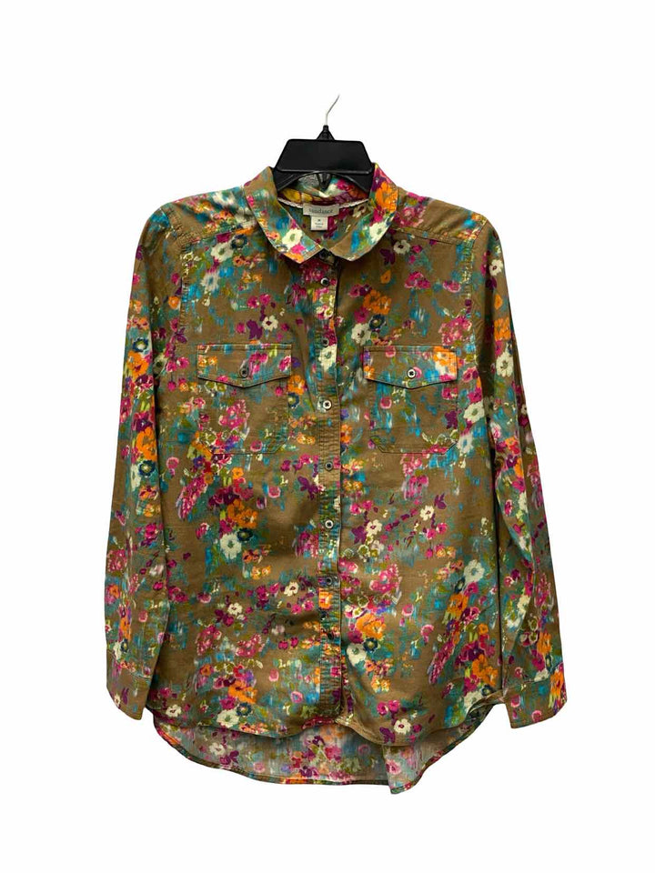 Sundance Size M Brown Floral 100% cotton Long Sleeve Shirts