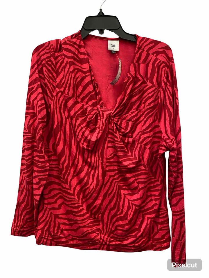 Cabi Size XL Red Burgundy zebra Long Sleeve Shirts