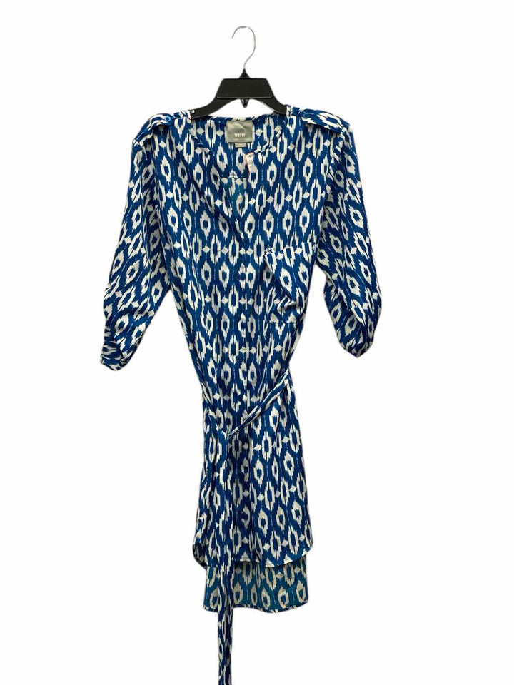 Maeve Size L Blue White Cheetah Dress