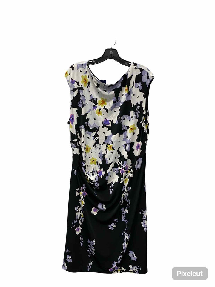 Ralph Lauren Size 18 Black White Floral Dress