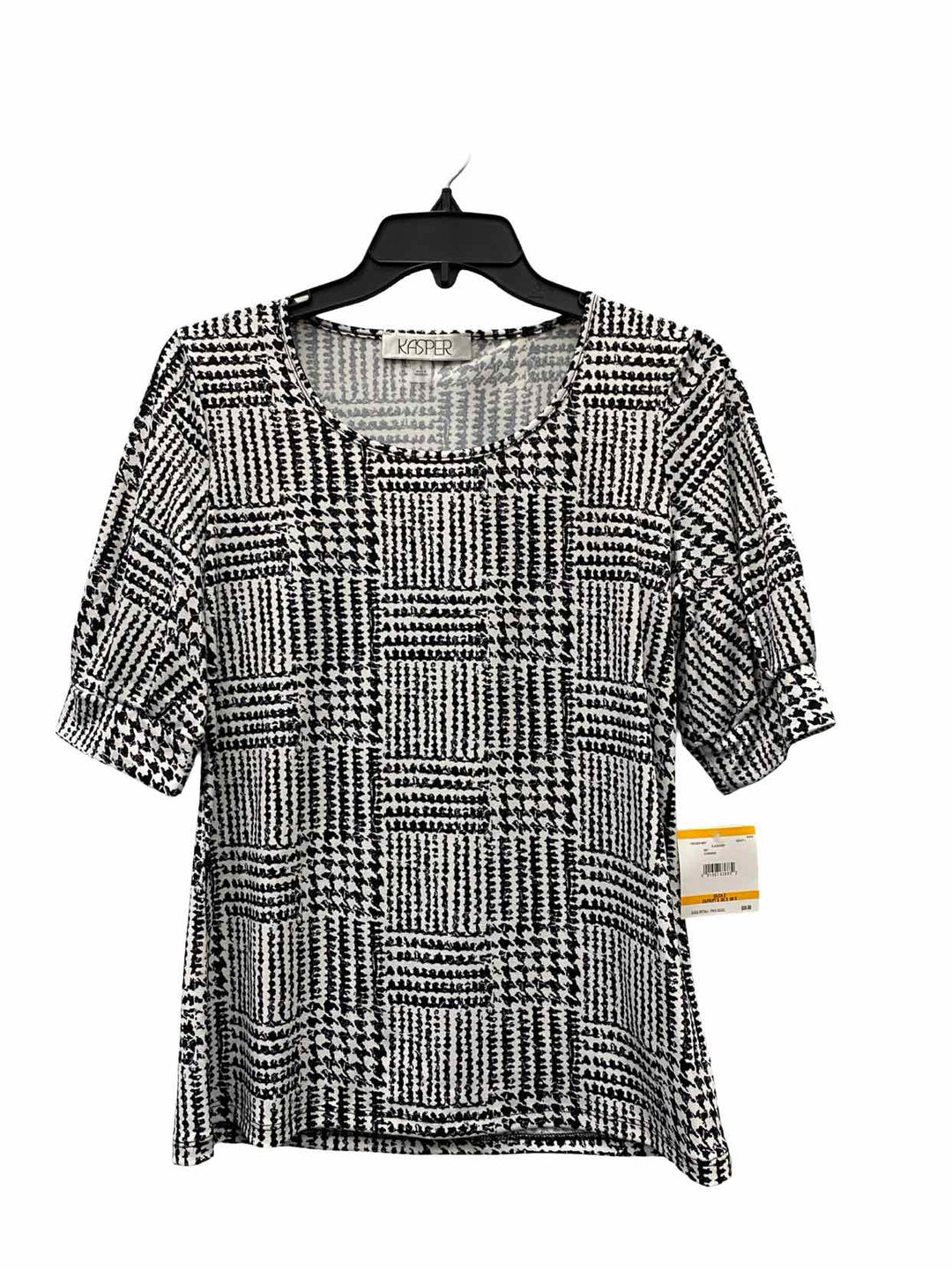 Kasper Size S Black White Short Sleeve Shirts