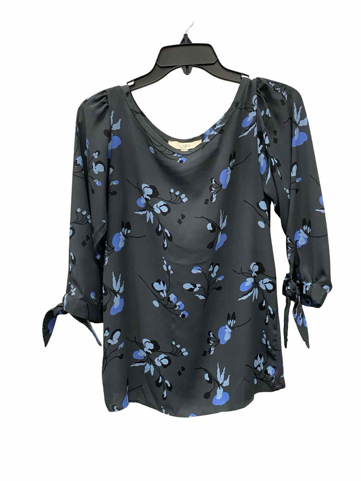 Loft Size XS Grey Blue Floral Long Sleeve Shirts