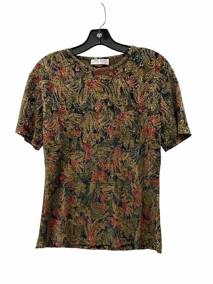 Dina Ariel Size M Brown Multi Floral Short Sleeve Shirts