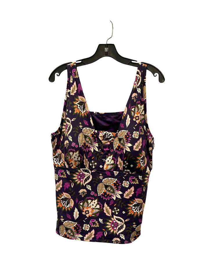 Lands End Size XL/2X Purple Floral Swimsuit