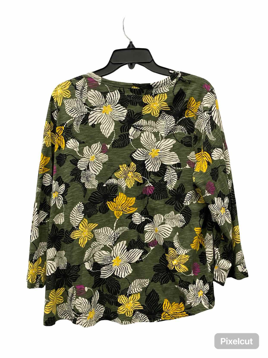 Chico's Size XL Green Floral Long Sleeve Shirts