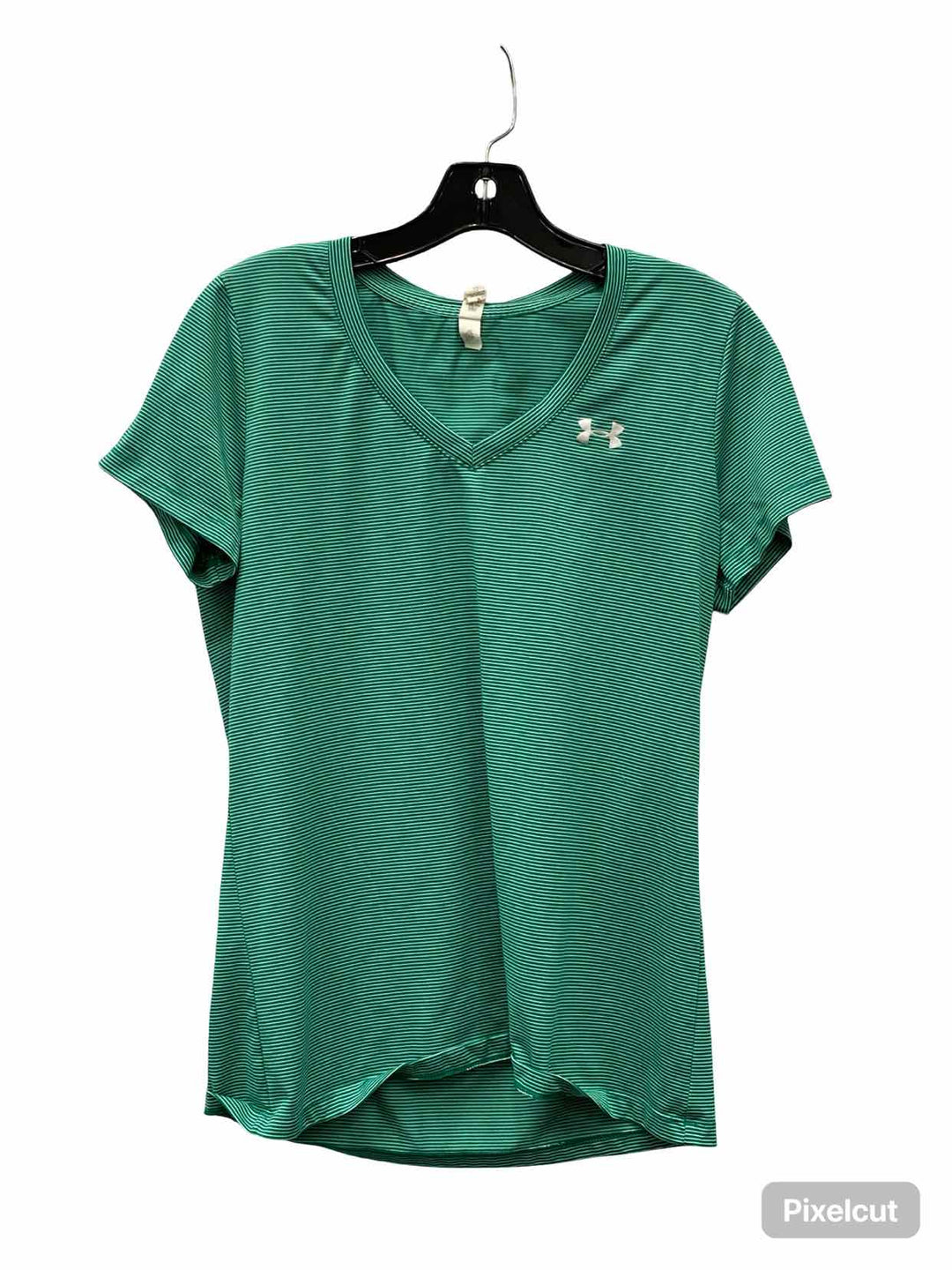 Under Armour Size M Green Striped Athletic Short Sleeve