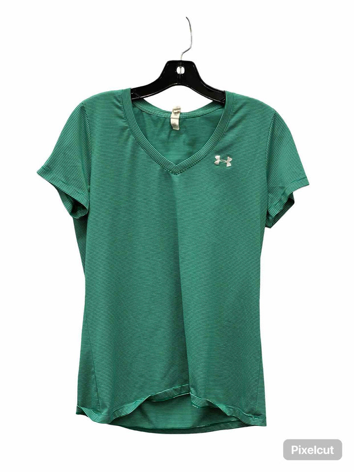 Under Armour Size M Green Striped Athletic Short Sleeve