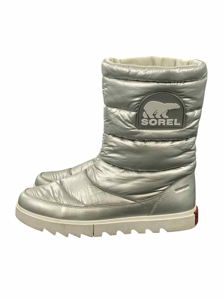 Sorel Shoe Size 10.5 Silver "Joan of Arctic Puffy 10" Boots(knee)