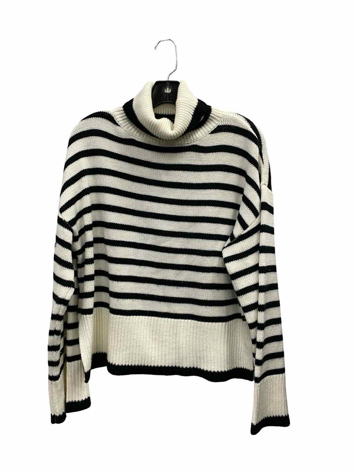 Paper Crane Size M Black White Striped Sweater