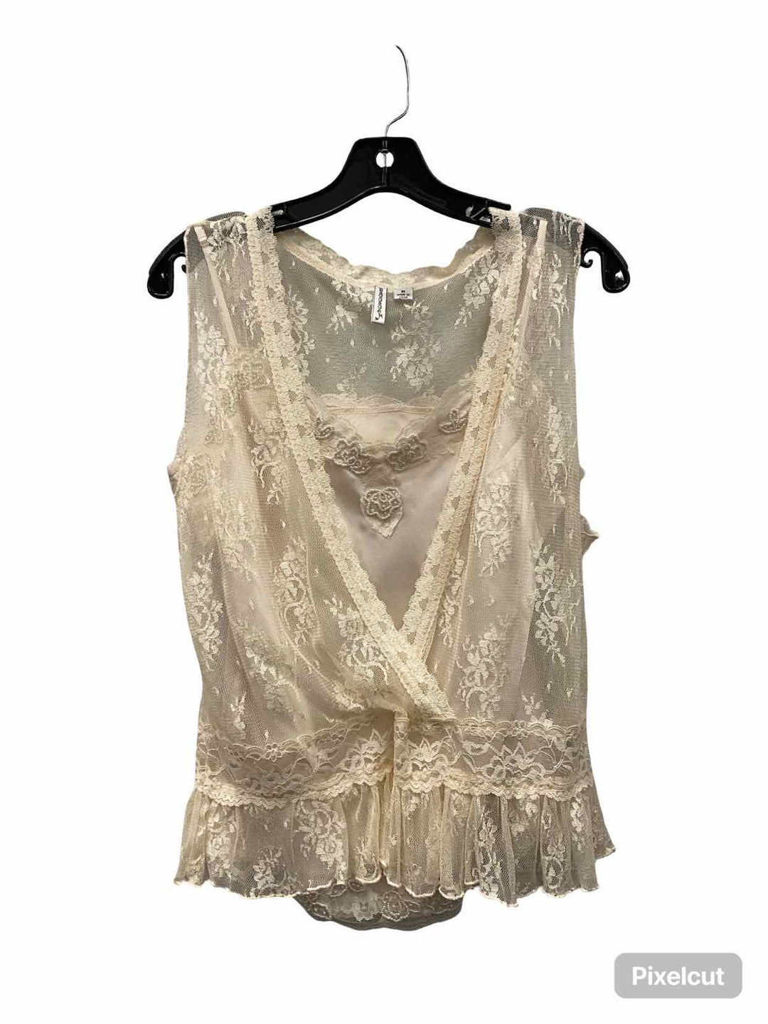 Badgley Mischka Size M Cream Lace Tank Top