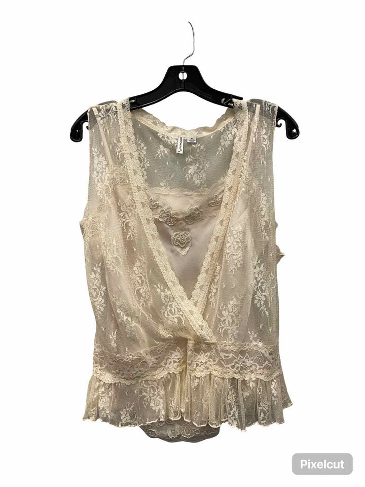 Badgley Mischka Size M Cream Lace Tank Top